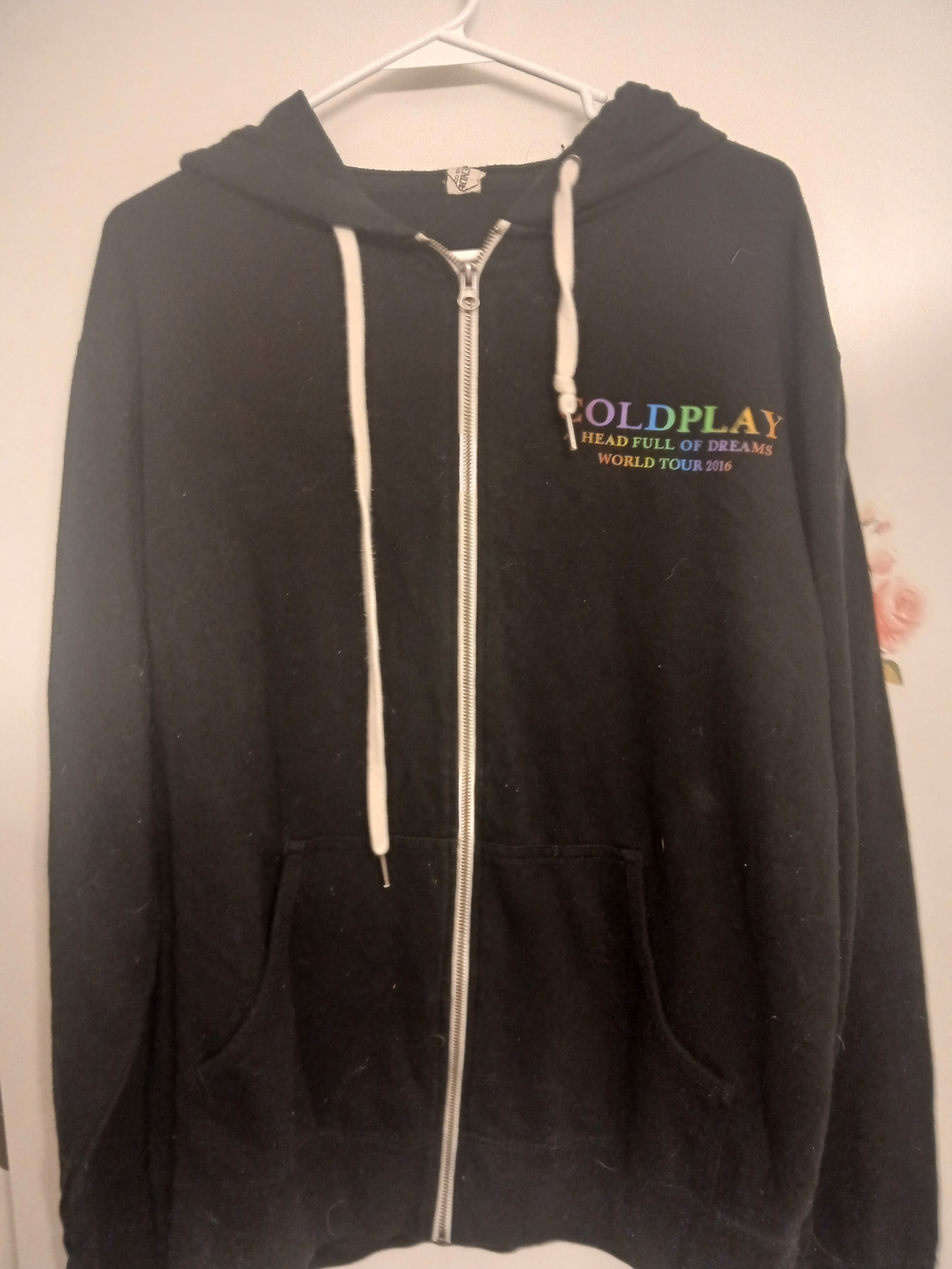 COLDPLAY SIZE LARGE Black Zip-Up Hoodie - Head Full of Dreams Tour